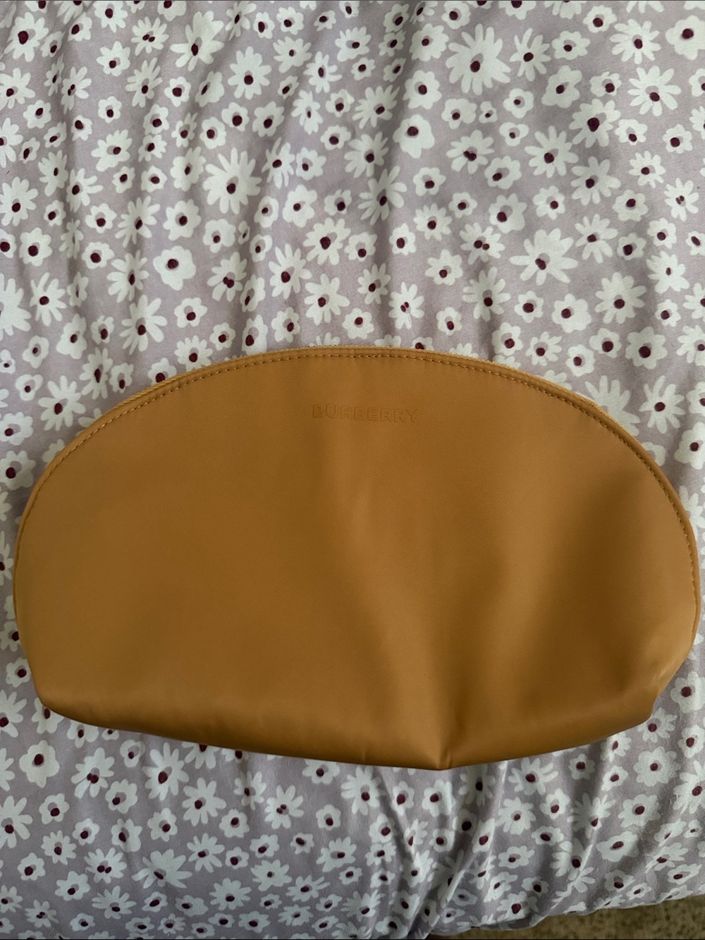 Burberry Tan Leather Crescent Cosmetic Pouch
